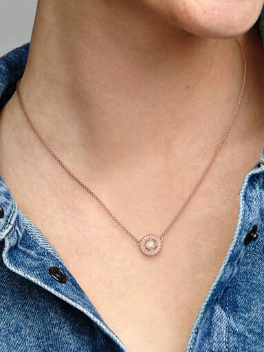 14k Rose gold-plated collier with clear cubic zirconia