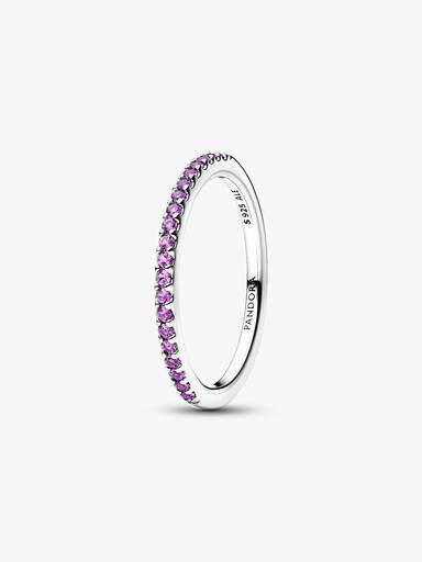Sterling silver ring with fancy purple cubic zirconia