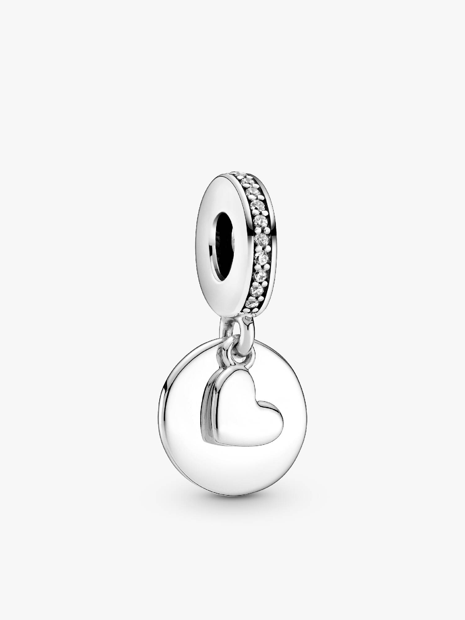 Engravable Heart Disc Dangle Charm