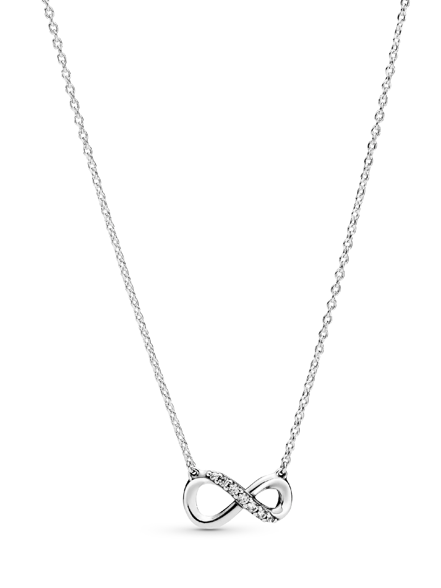 Infinity sterling silver collier with clear cubic zirconia