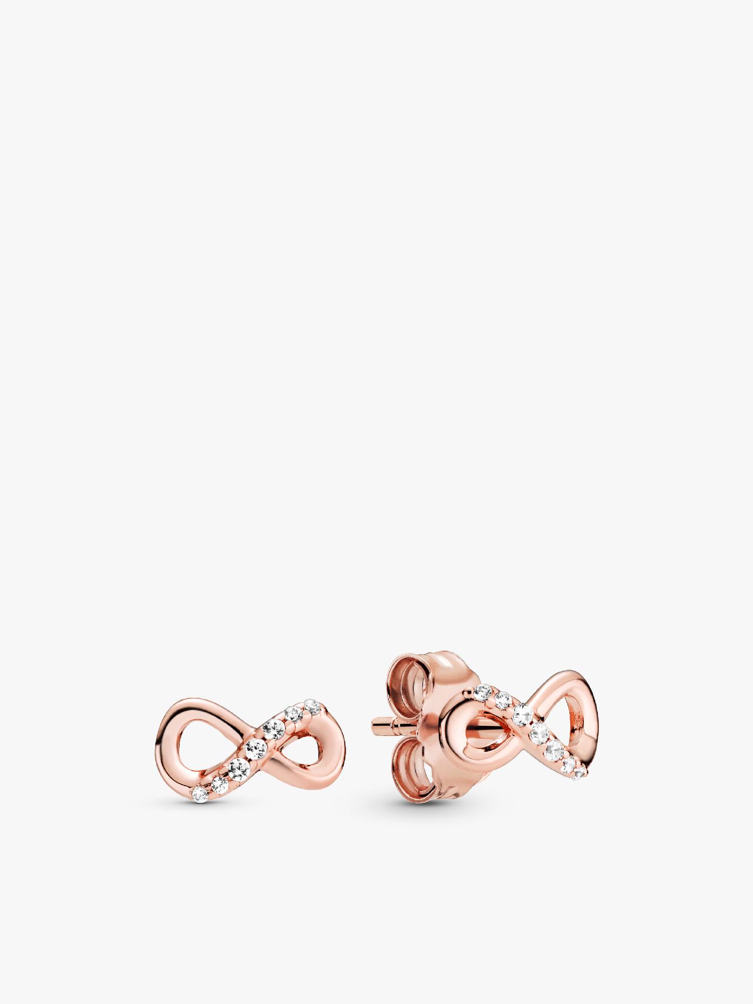 Infinity 14k rose gold-plated stud earrings with clear cubic zirconia