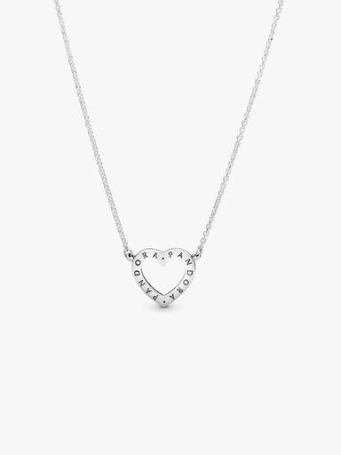 Heart silver necklace with clear cubic zirconia