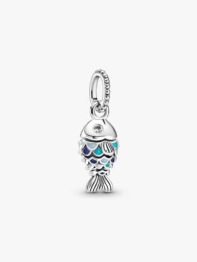 Blue Scaled Fish Dangle Charm