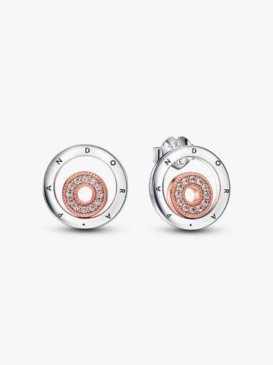 Pandora Signature Two-tone Logo Circles Stud Earrings