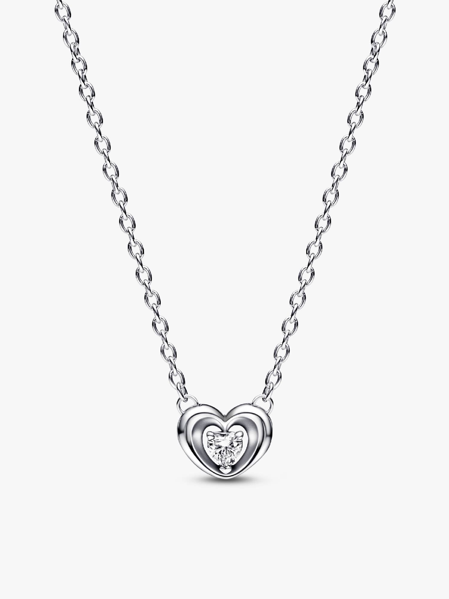 Radiant Heart & Floating Stone Pendant Collier Necklace