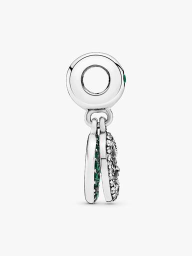 Clover silver dangle with royal green, aqua green crystal and clear cubic zirconia