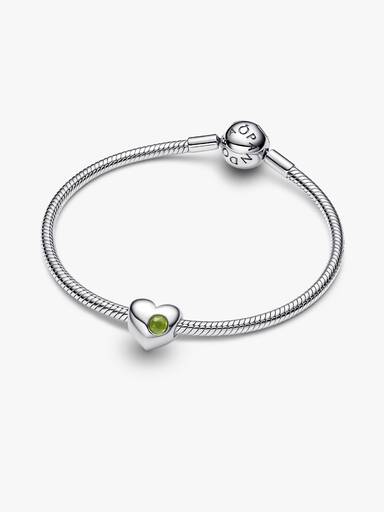 Engravable Spring Green Stone Heart Charm