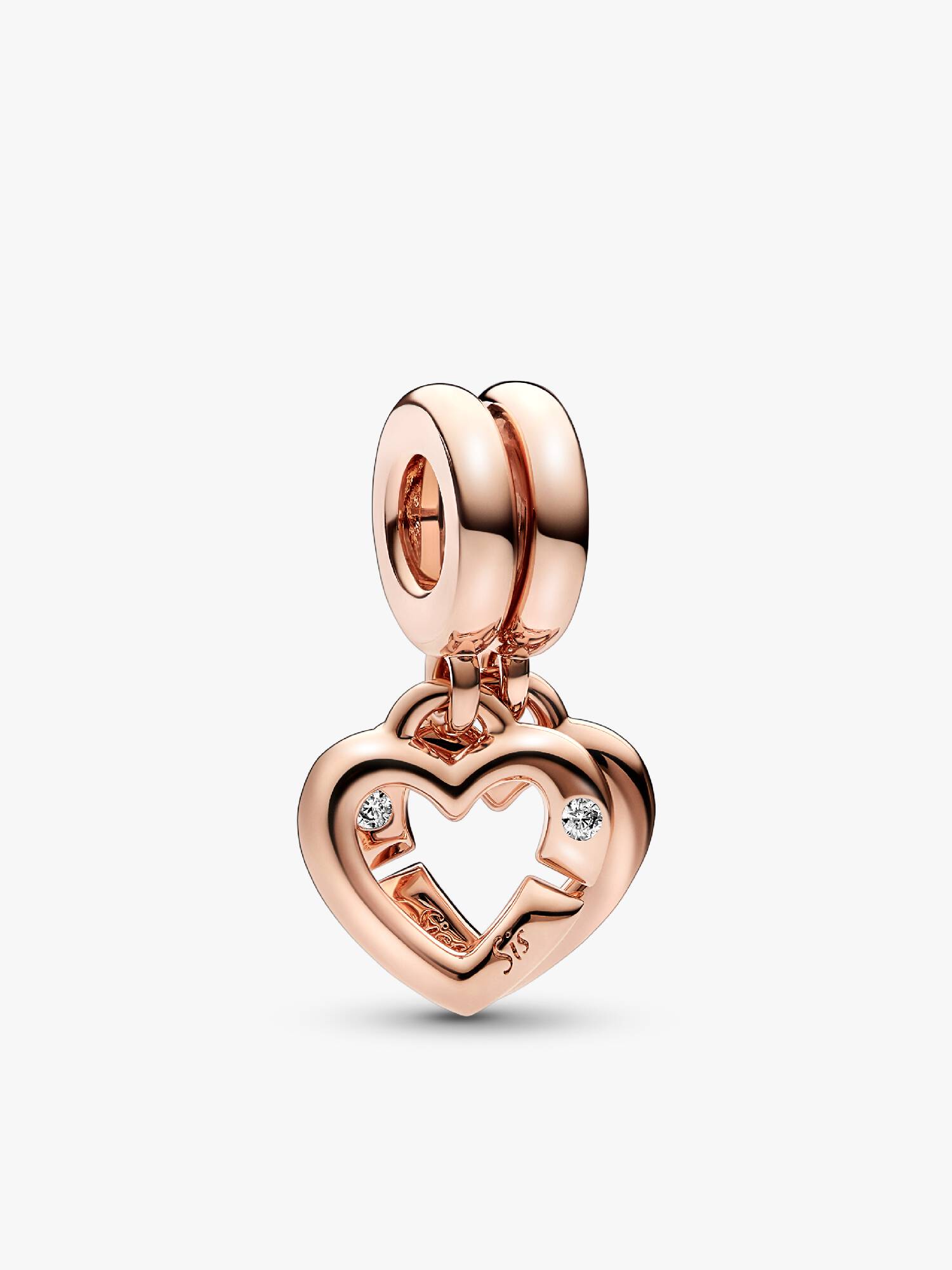 Linked Sister Hearts Split Dangle Charm