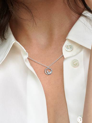 Sparkling Herbarium Circle & Cluster Pendant Necklace