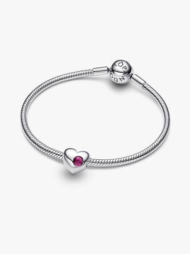 Engravable True Red Stone Heart Charm