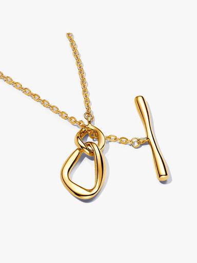Organically Shaped Circles T-bar Necklace