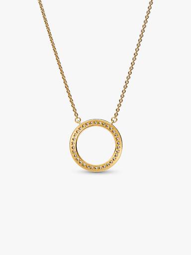 Pandora Signature Pavé & Hearts Circle Pendant Necklace