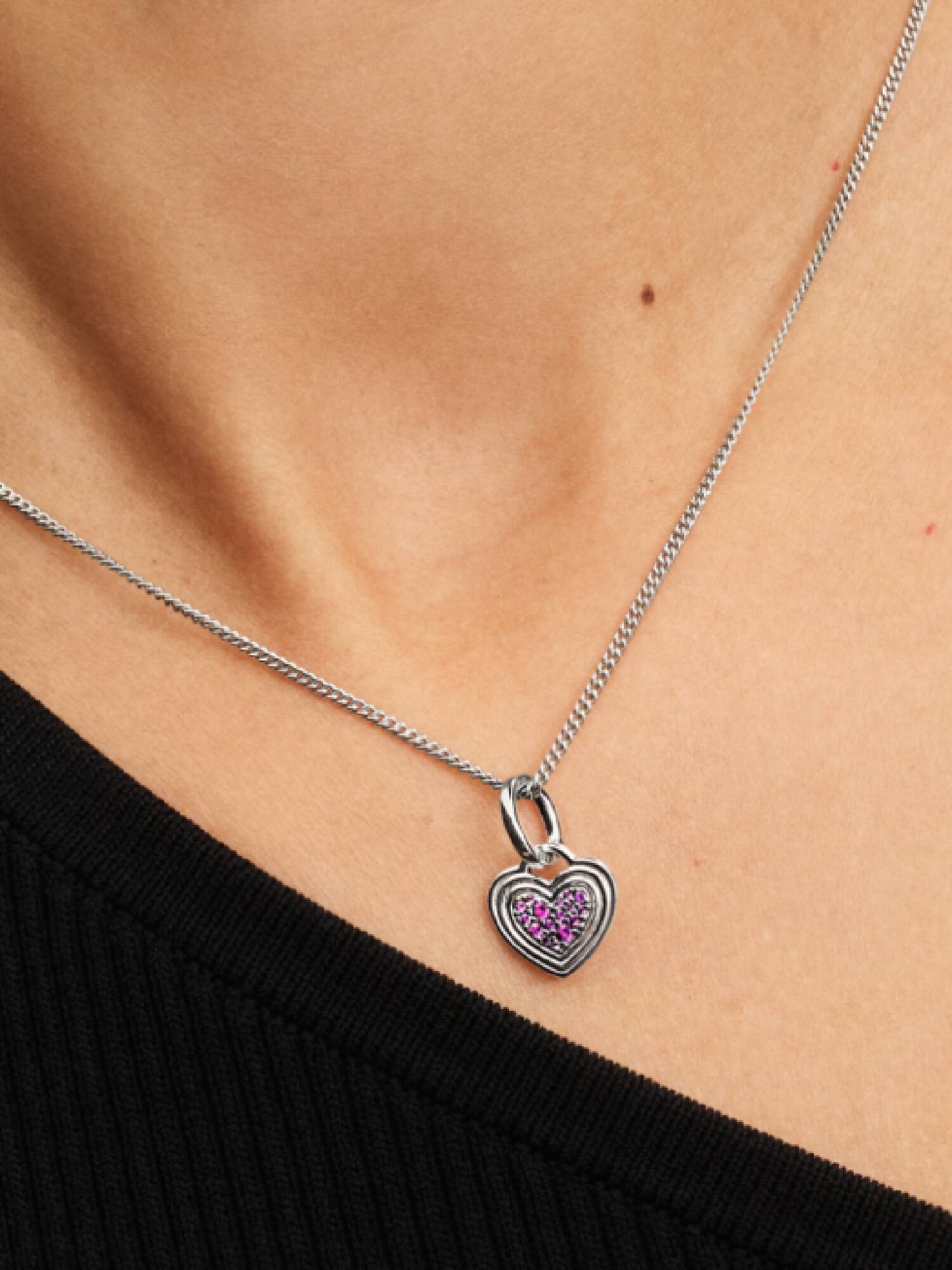 Engravable Pink Heart Dangle Charm
