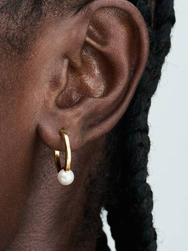 Treated Freshwater Cultured Pearl Hoop Earrings