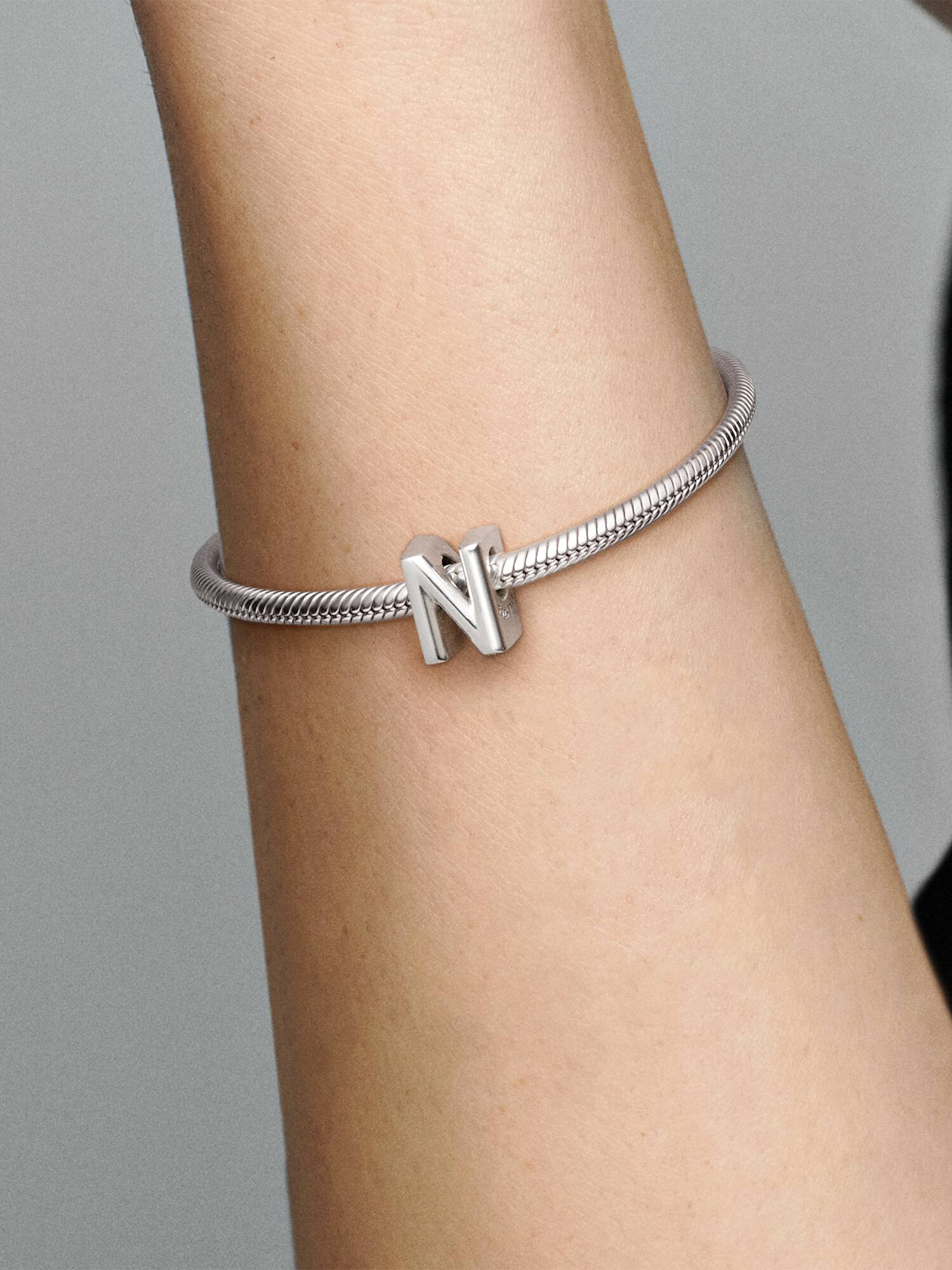 Letter N silver charm