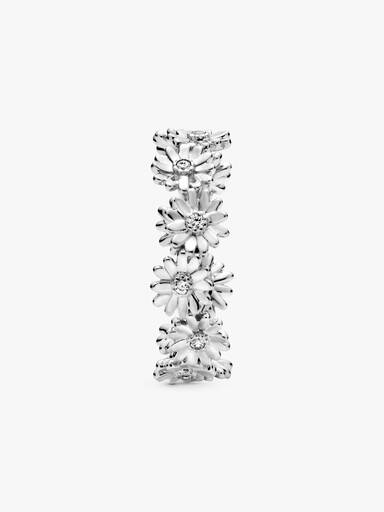 Daisy sterling silver ring with clear cubic zirconia