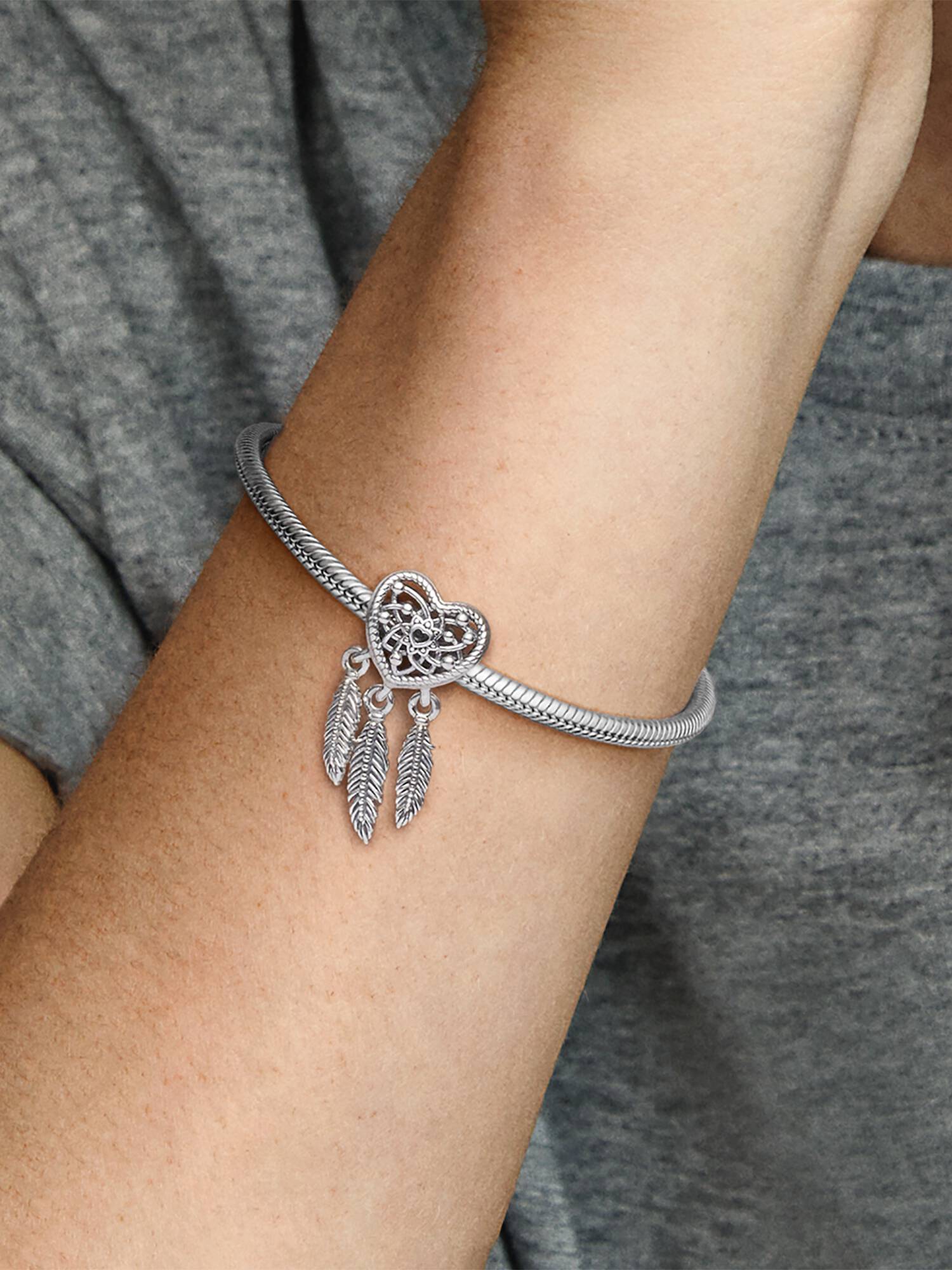 Openwork Heart & Three Feathers Dreamcatcher Charm