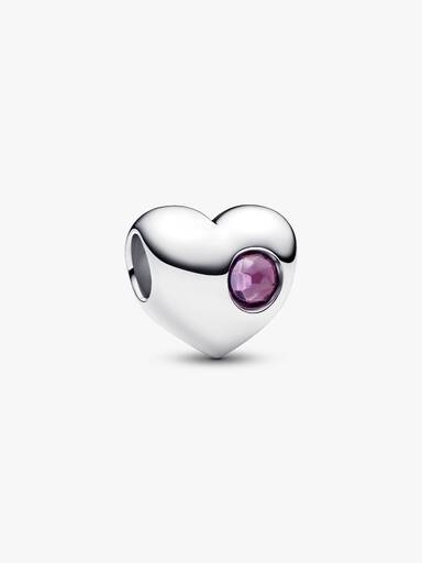 Engravable Purple Stone Heart Charm