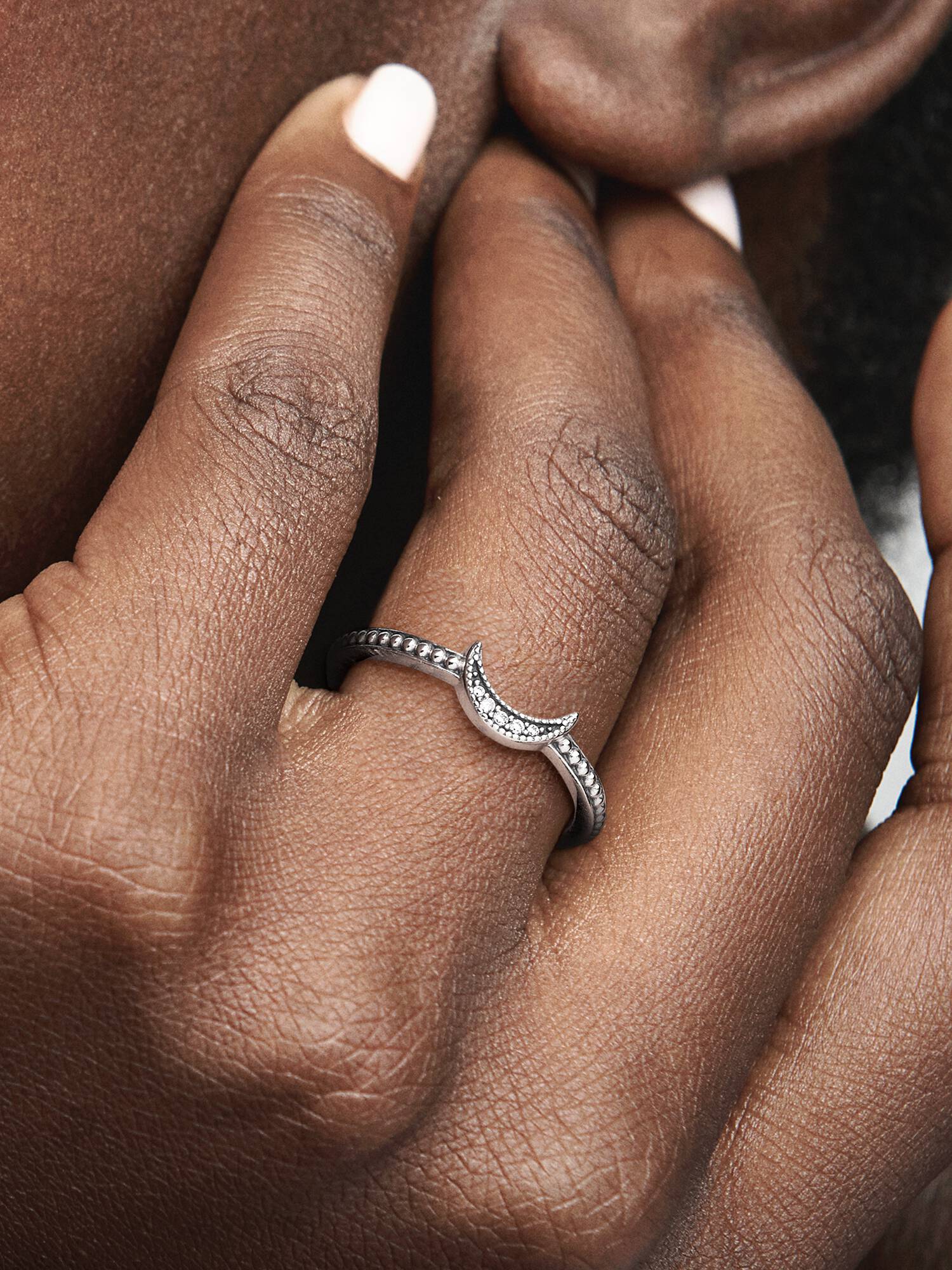 Crescent Moon Beaded Ring