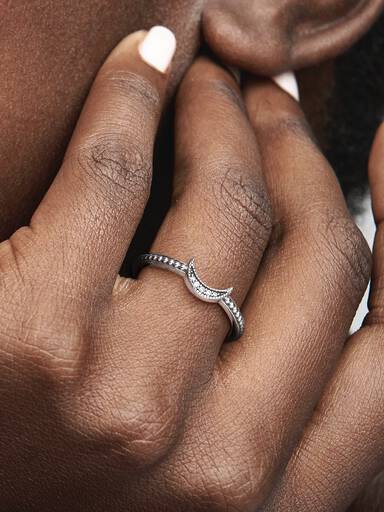 Crescent Moon Beaded Ring