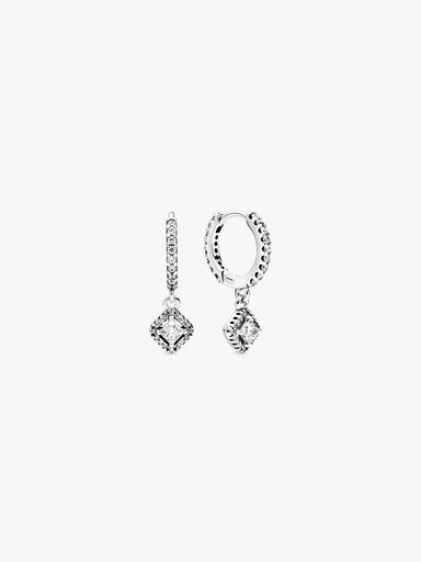 Square Sparkle Hoop Earrings