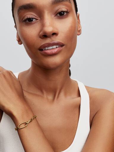 14k gold-plated oval link bracelet
