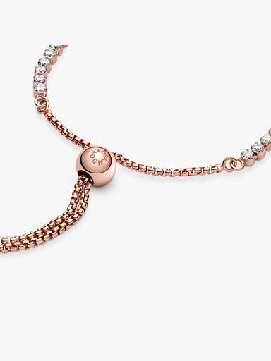 14k Rose gold-plated bracelet with clear cubic zirconia