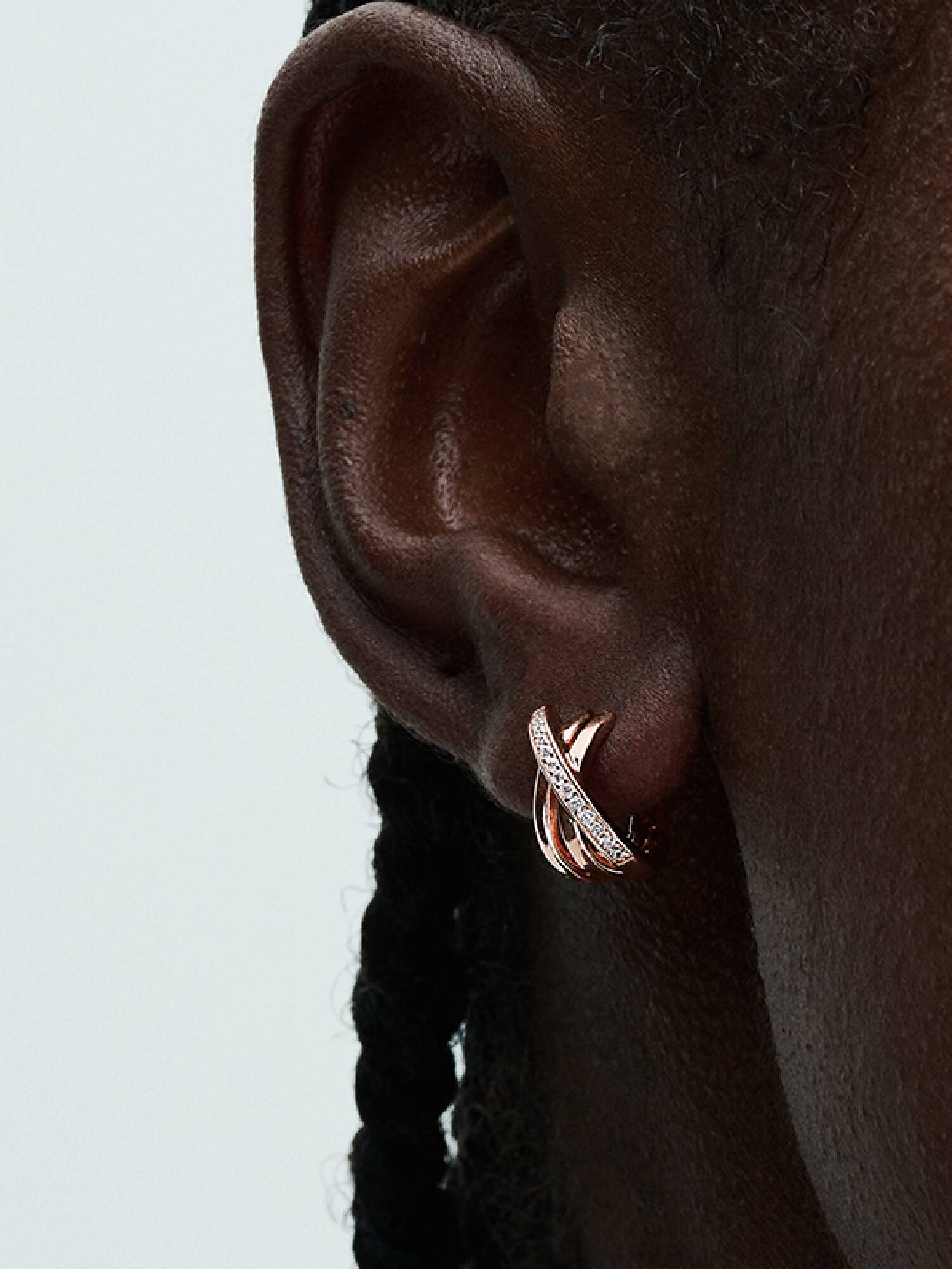 Crossover Pavé Hoop Earrings