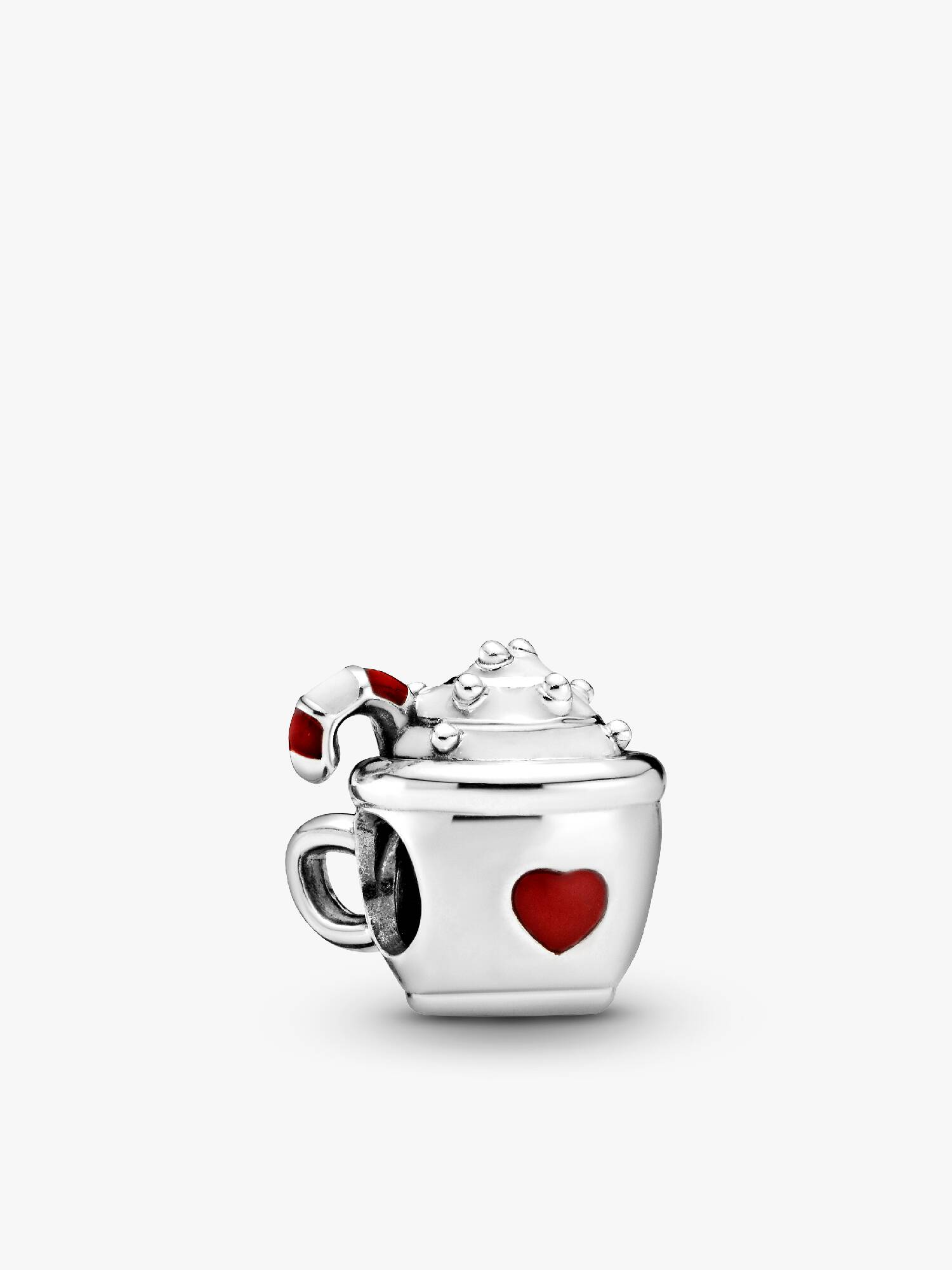 Cocoa mug silver charm with red and white enamel