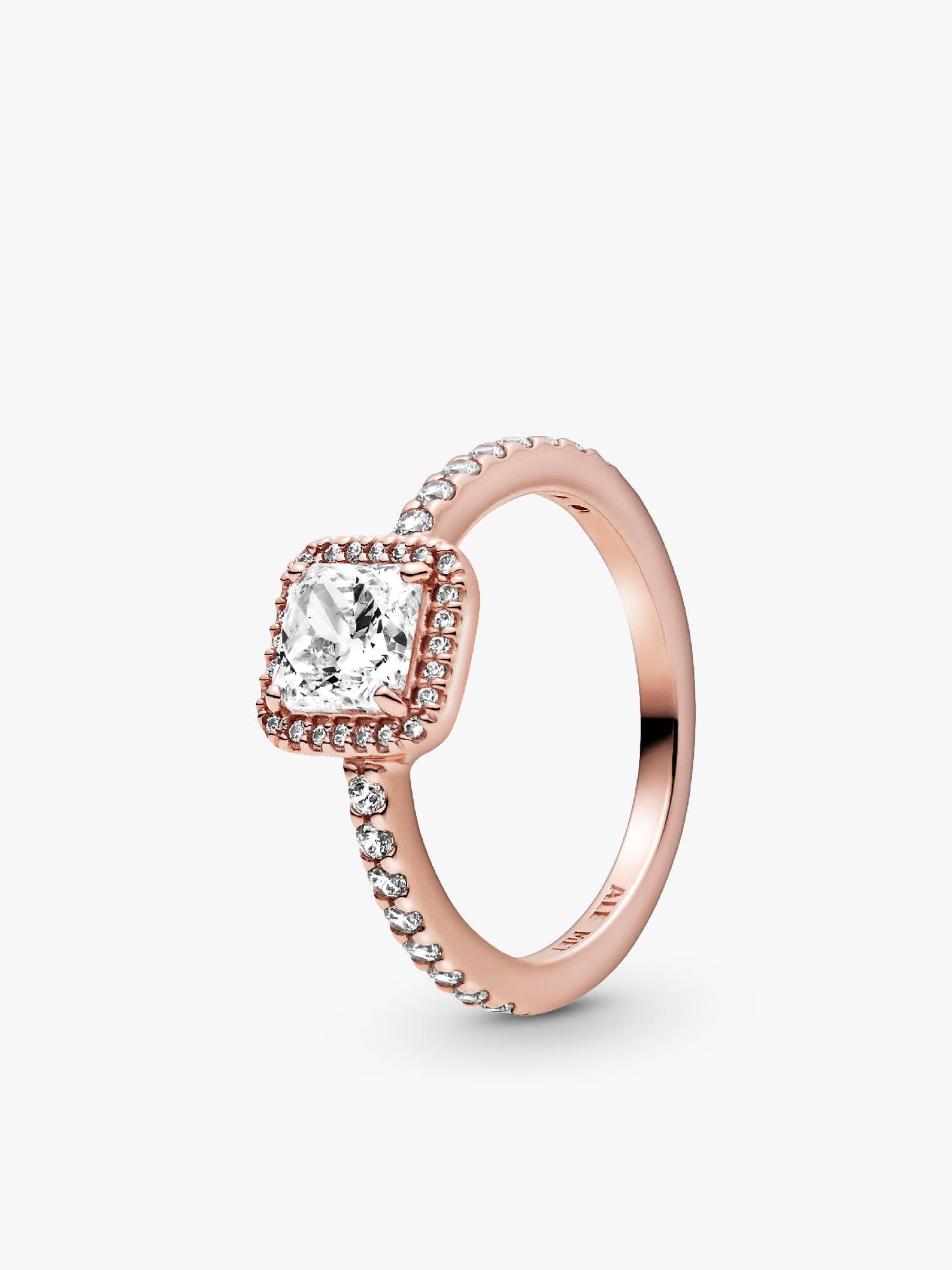 14k Rose gold-plated ring with clear cubic zirconia