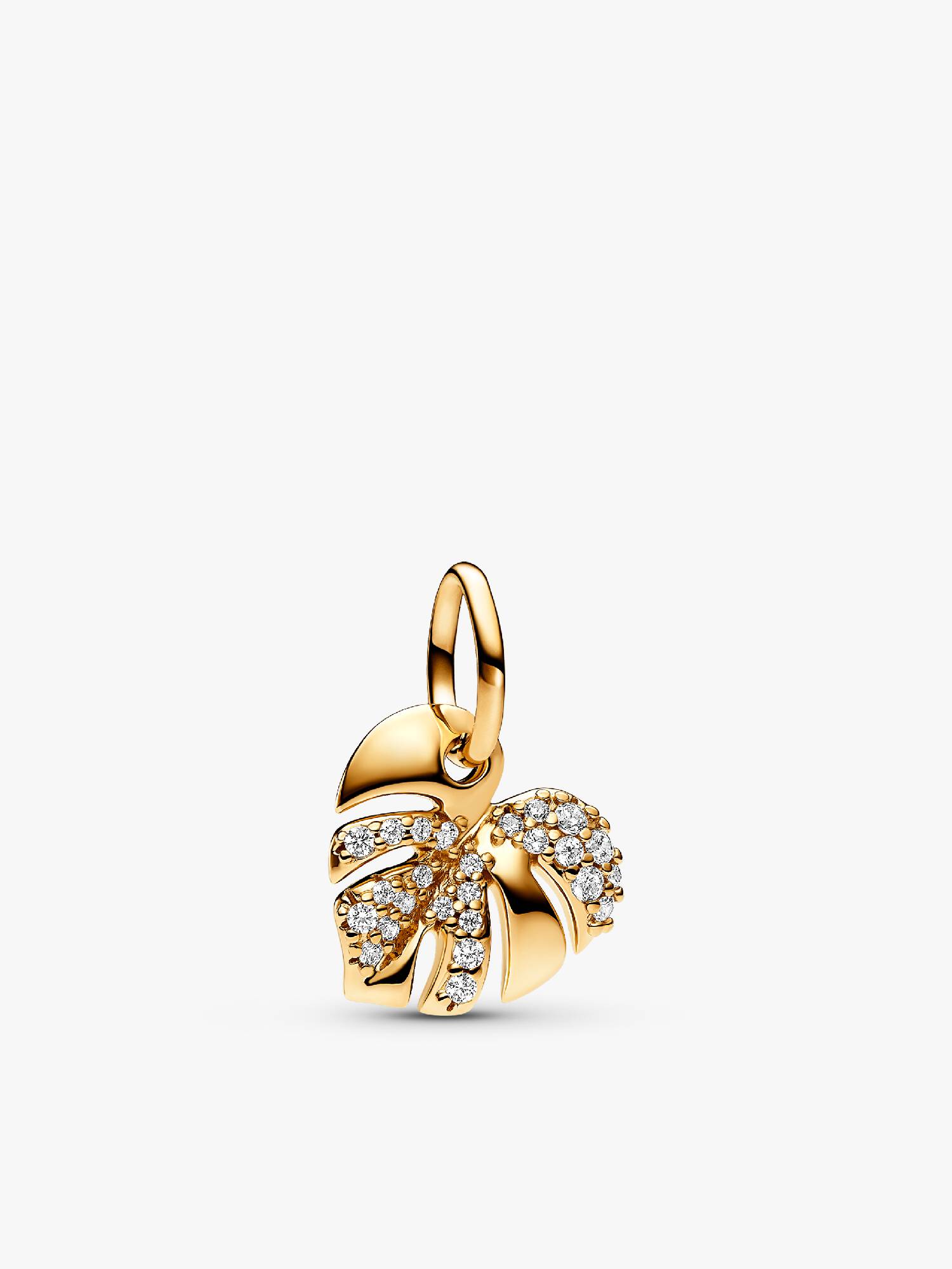 Sparkling Monstera Leaf Dangle Charm