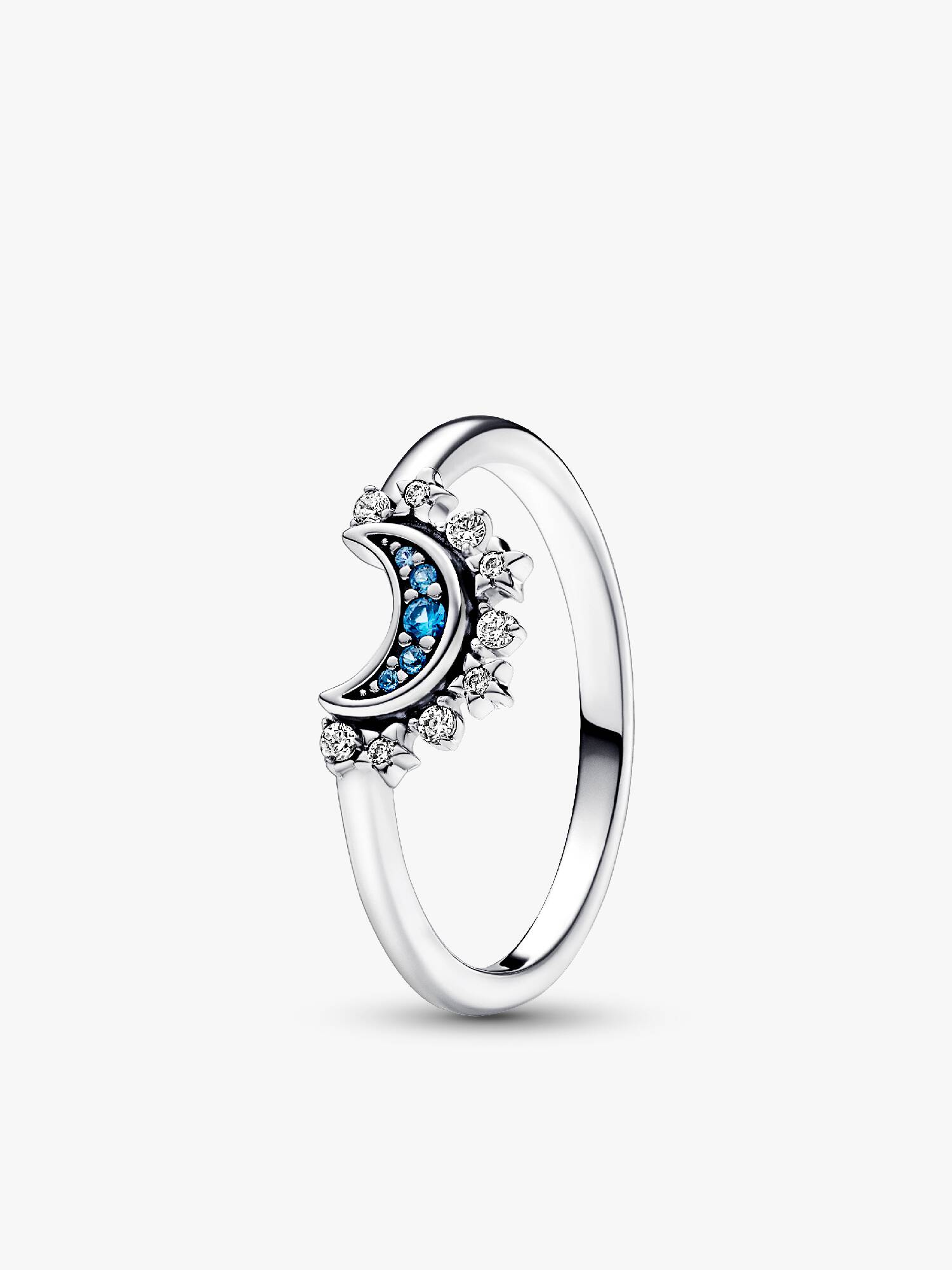 Celestial Blue Sparkling Moon Ring