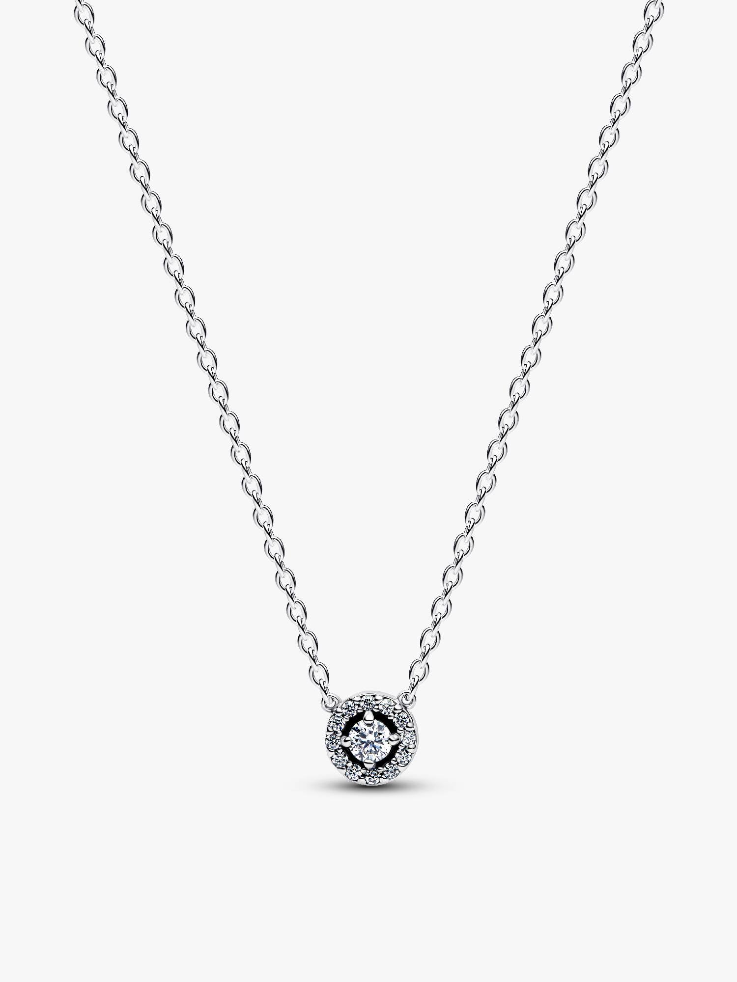 Round Pavé Halo Collier Necklace