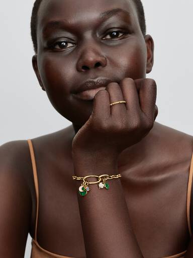 14k gold-plated oval link bracelet