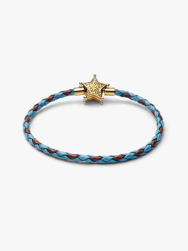 Disney Toy Story 14k gold-plated bracelet with blue and brown leather