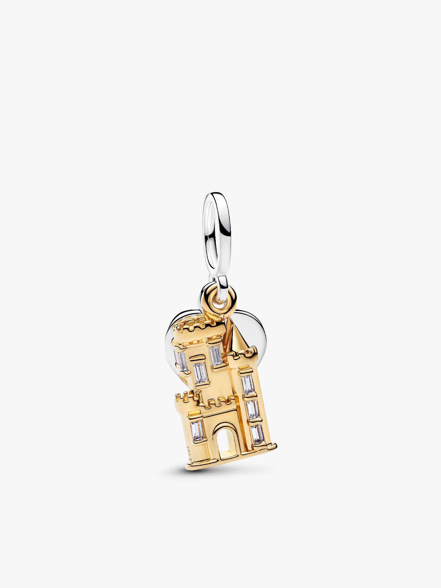 Castle & Engravable Heart Tag Double Dangle Charm