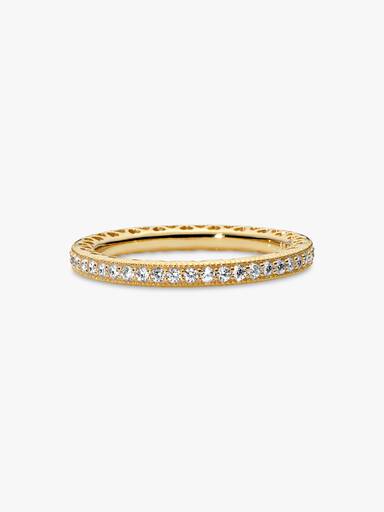 14k Gold-plated ring with clear cubic zirconia
