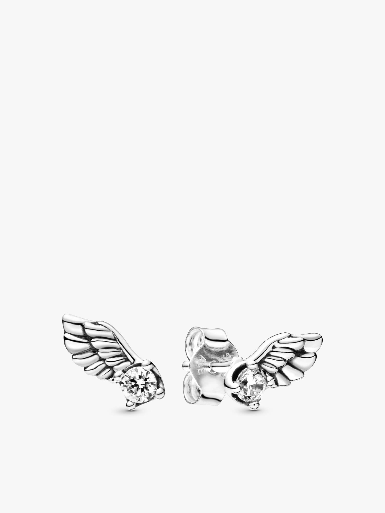 Sparkling Angel Wing Stud Earrings
