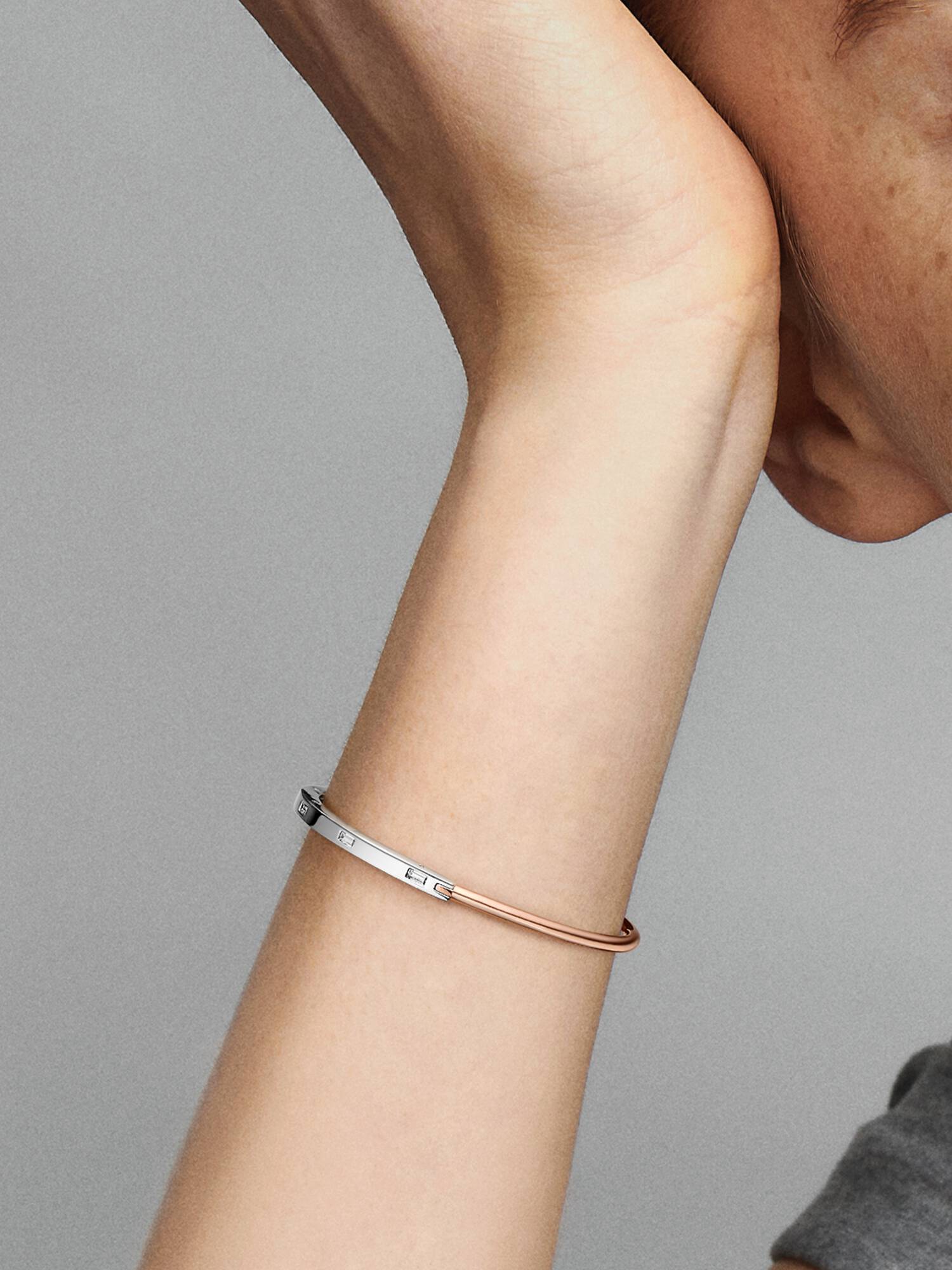 Pandora Signature Two-tone I-D Pavé Bangle