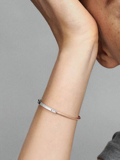 Pandora Signature Two-tone I-D Pavé Bangle