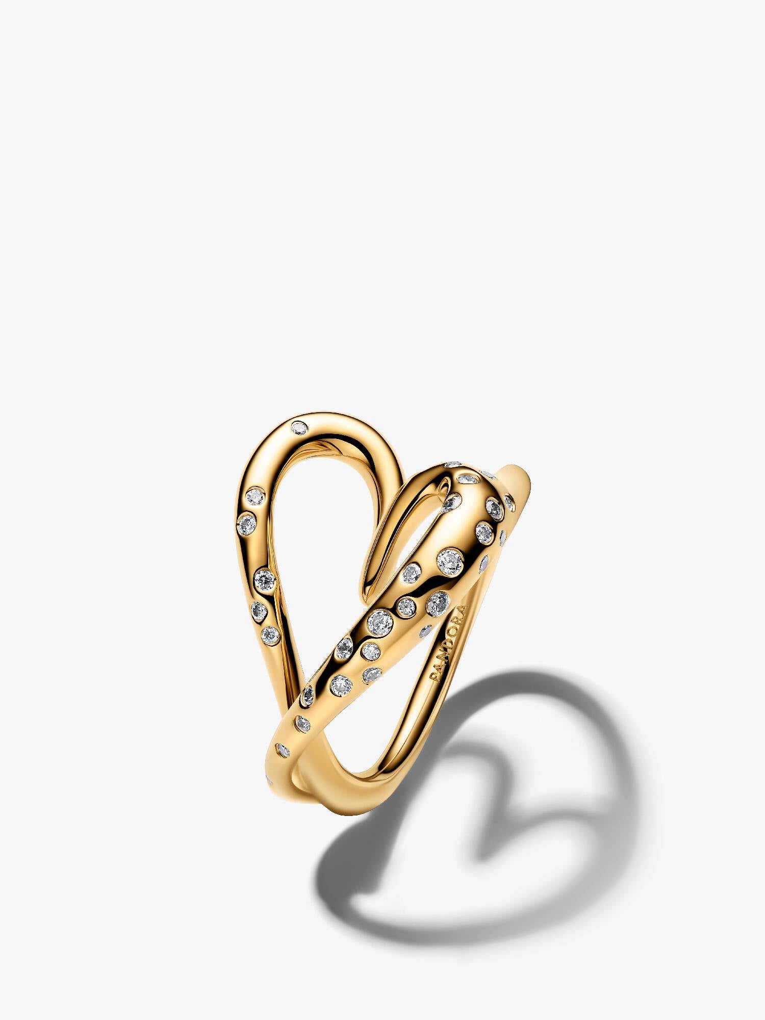 Organically Shaped Stone-Set Heart Ring 