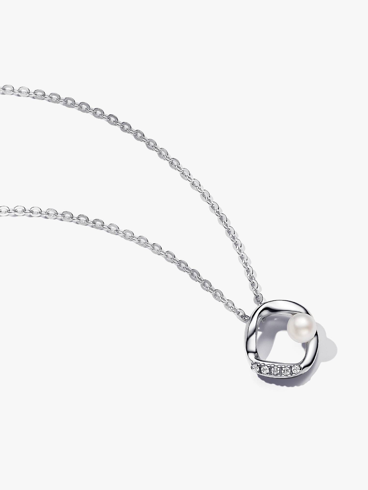 Organically Shaped Pavé Circle & Treated Freshwater Cultured Pearl Collier Necklace