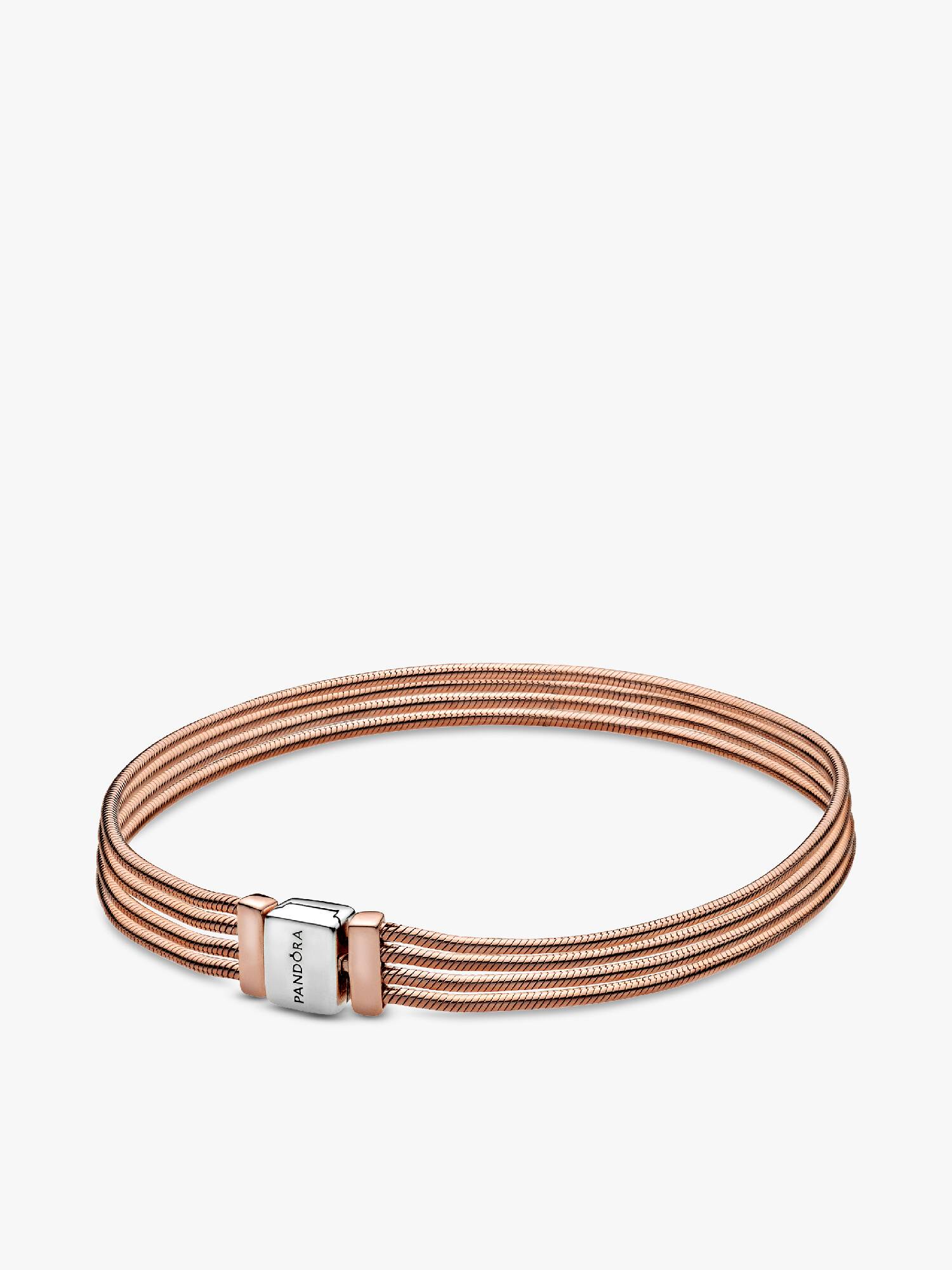 Multi snake chain 14k rose gold-plated and sterling silver bracelet