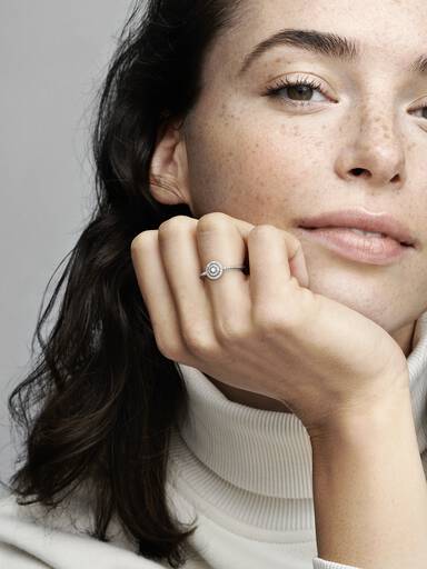 Silver ring with clear cubic zirconia