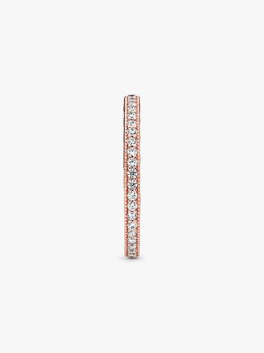 14k Rose gold-plated ring with clear cubic zirconia