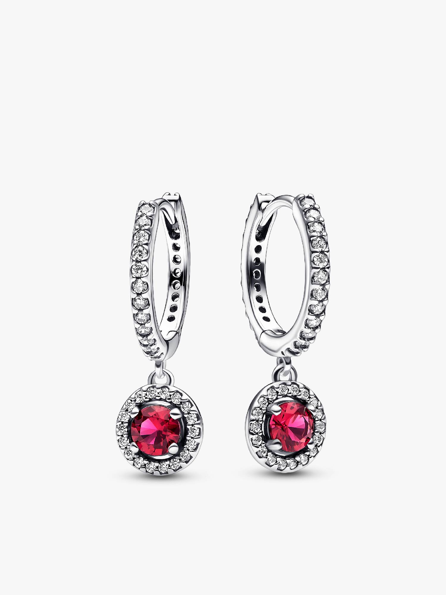 Red Round Sparkling Hoop Earrings