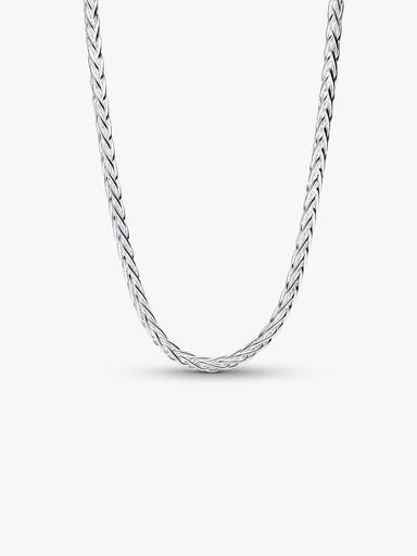 Pavé Clasp Foxtail Chain Charm Necklace
