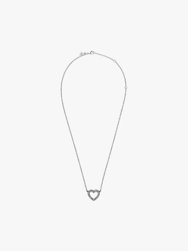 Heart silver necklace with clear cubic zirconia
