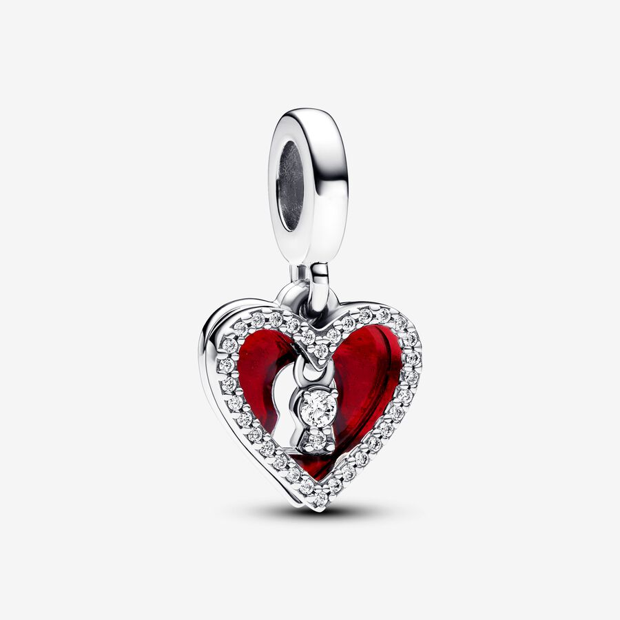 Red Heart & Keyhole Double Dangle Charm image number 0