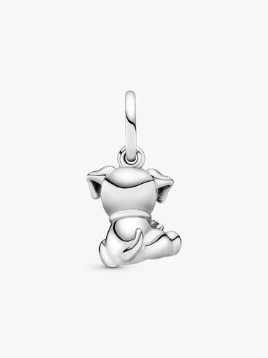 Labrador dog silver dangle with black enamel